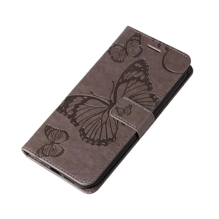 For Oppo Reno12 Pro 5G (Global) / (China) Wallet Case Floral Butterfly Imprinted Leather Phone Cover Stand - Grey-Cellmalls
