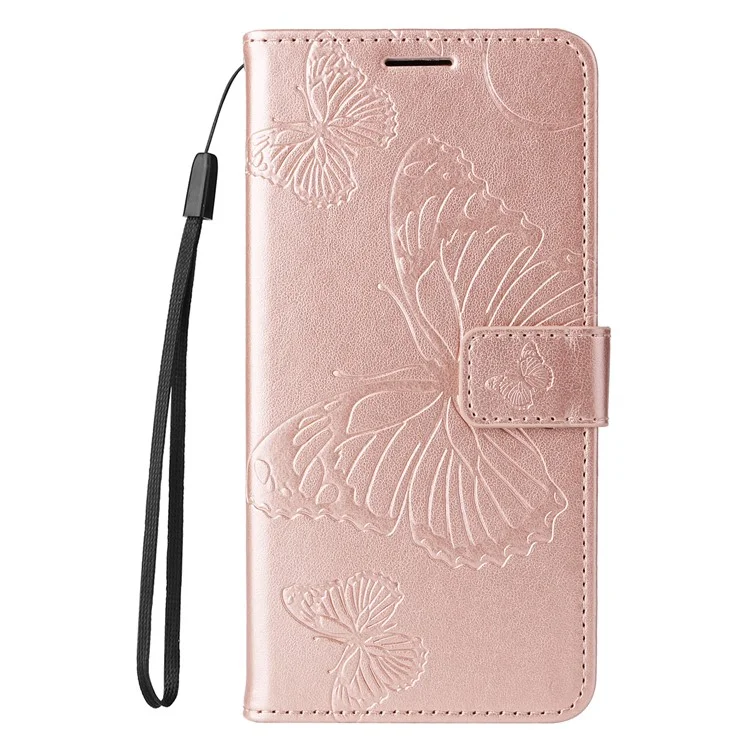 For Oppo Reno12 5G (Global) Wallet Case Floral Butterfly Imprinted Leather Phone Cover Stand - Rose Gold-Cellmalls