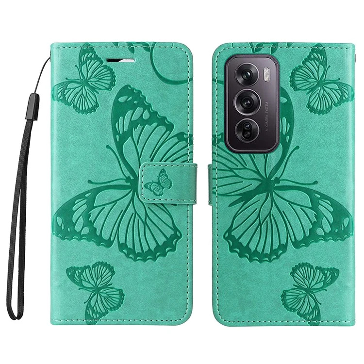 For Oppo Reno12 Pro 5G (Global) / (China) Wallet Case Floral Butterfly Imprinted Leather Phone Cover Stand - Grey-Cellmalls