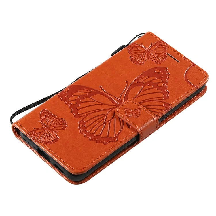 For Oppo Reno6 5G Wallet Case Floral Butterfly Imprinted Leather Phone Cover Stand - Orange-Cellmalls