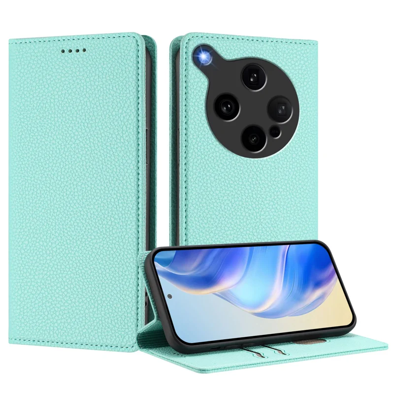 For Oppo Find X8 Ultra 5G Wallet Case RFID Blocking Litchi Texture Leather Mobile Cover - Mint Green-Cellmalls