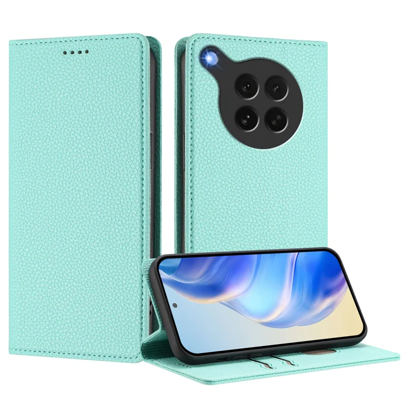 For Oppo Find X8s 5G Wallet Case RFID Blocking Litchi Texture Leather Mobile Cover - Mint Green-Cellmalls