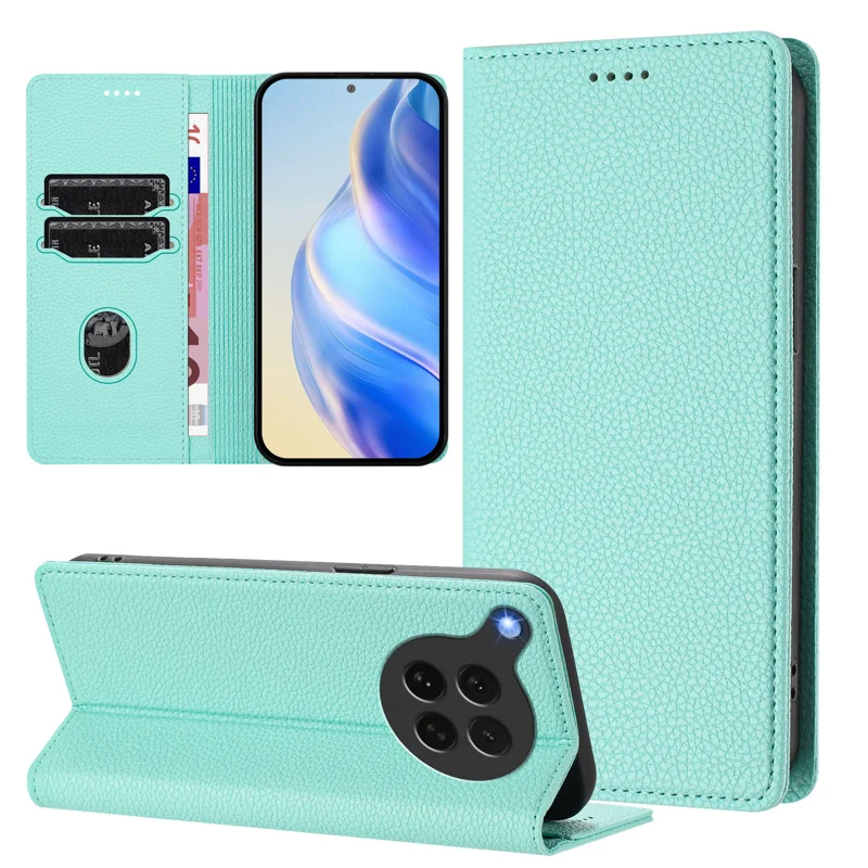 For Oppo Find X8s 5G Wallet Case RFID Blocking Litchi Texture Leather Mobile Cover - Mint Green-Cellmalls