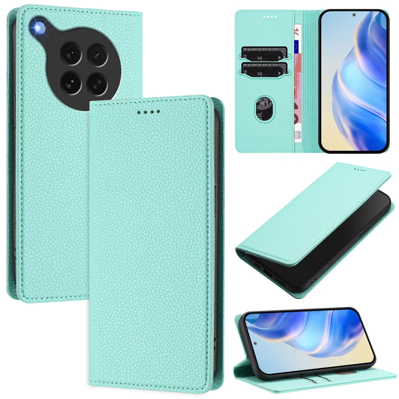 For Oppo Find X8s 5G Wallet Case RFID Blocking Litchi Texture Leather Mobile Cover - Mint Green-Cellmalls