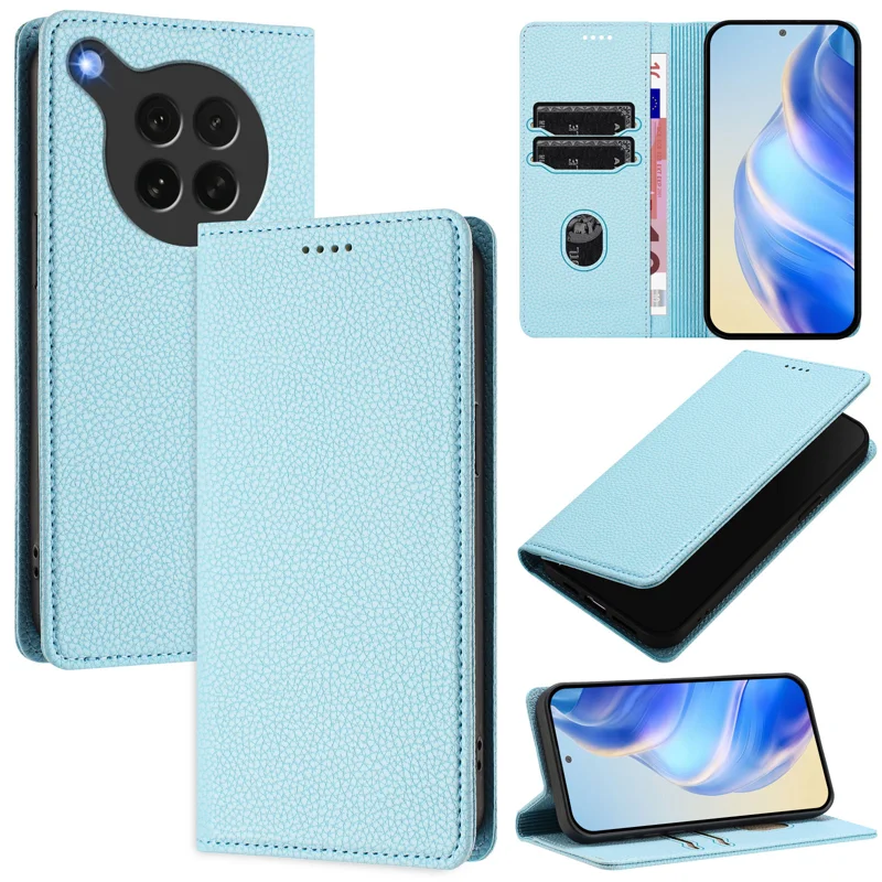 For Oppo Find X8s 5G Wallet Case RFID Blocking Litchi Texture Leather Mobile Cover - Mint Green-Cellmalls