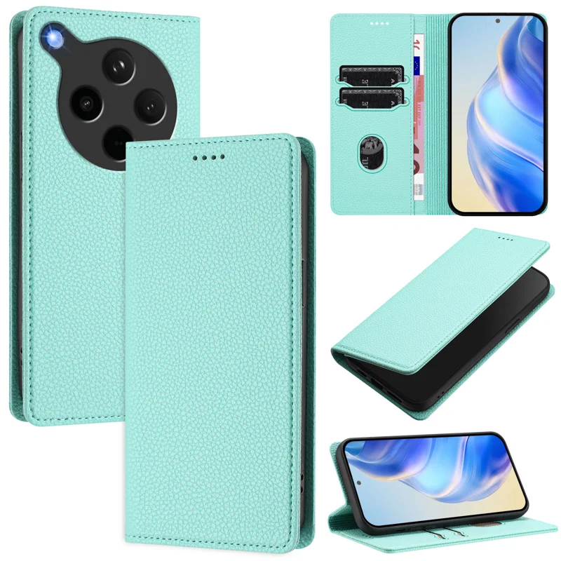For Oppo Find X8s+ 5G Wallet Case RFID Blocking Litchi Texture Leather Mobile Cover - Mint Green-Cellmalls