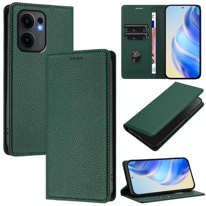 For Oppo Reno13 F 5G Wallet Case RFID Blocking Litchi Texture Leather Mobile Cover - Mint Green-Cellmalls