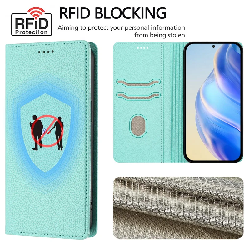 For Oppo Find X8 Ultra 5G Wallet Case RFID Blocking Litchi Texture Leather Mobile Cover - Mint Green-Cellmalls