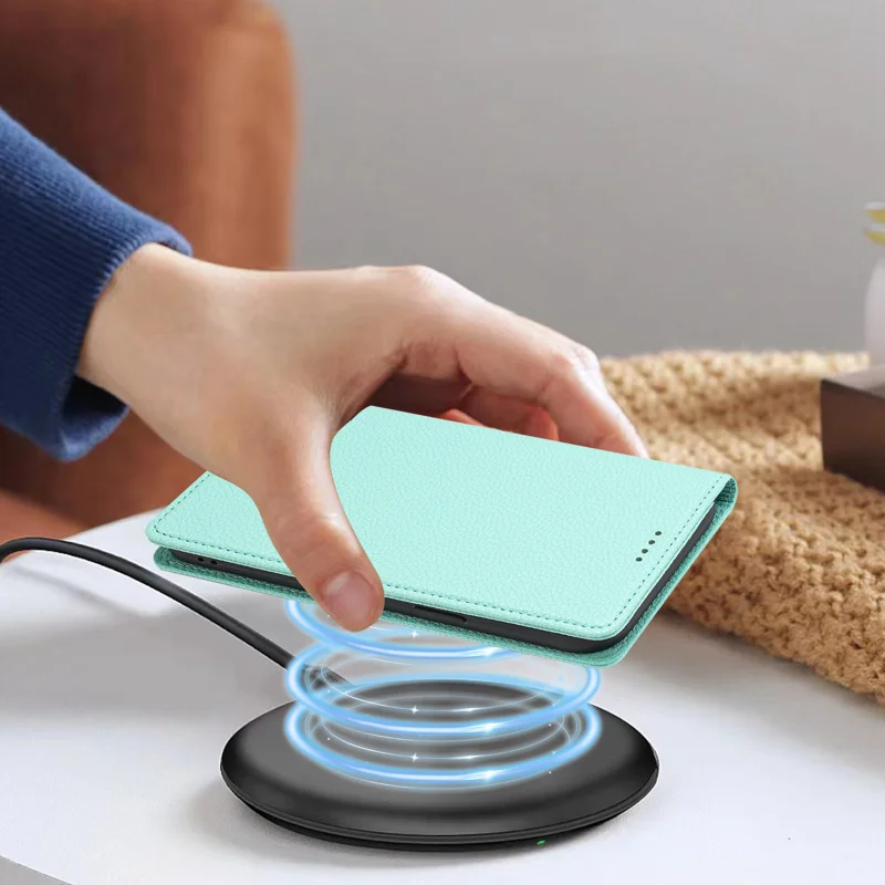 For Oppo Reno13 F 5G Wallet Case RFID Blocking Litchi Texture Leather Mobile Cover - Mint Green-Cellmalls