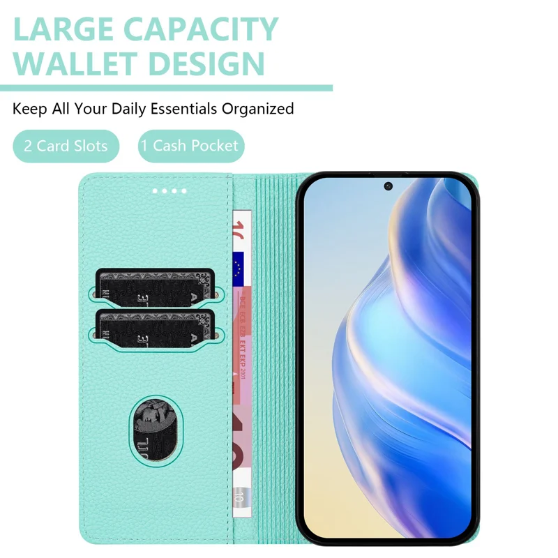 For Oppo Find X8s 5G Wallet Case RFID Blocking Litchi Texture Leather Mobile Cover - Mint Green-Cellmalls