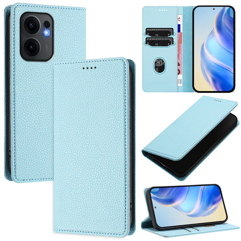 For Oppo Reno13 F 5G Wallet Case RFID Blocking Litchi Texture Leather Mobile Cover - Mint Green-Cellmalls