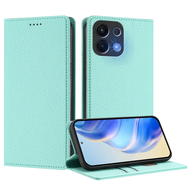 For Oppo K13 5G Wallet Case RFID Blocking Litchi Texture Leather Mobile Cover - Mint Green-Cellmalls