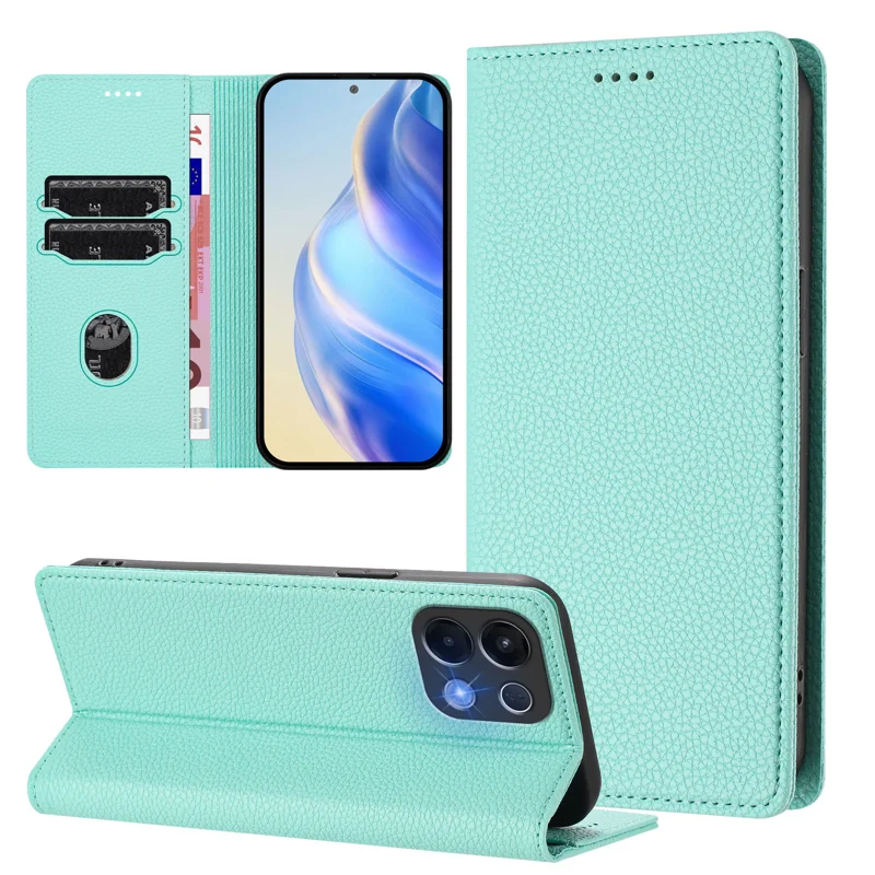 For Oppo K13 5G Wallet Case RFID Blocking Litchi Texture Leather Mobile Cover - Mint Green-Cellmalls