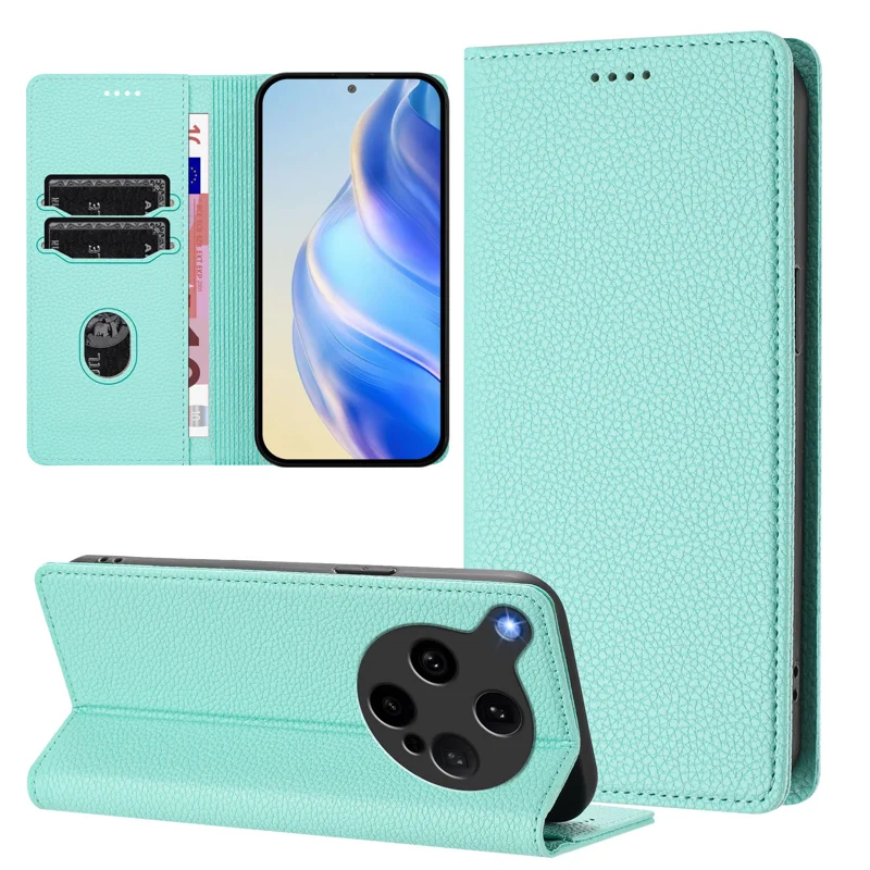 For Oppo Find X8 Ultra 5G Wallet Case RFID Blocking Litchi Texture Leather Mobile Cover - Mint Green-Cellmalls
