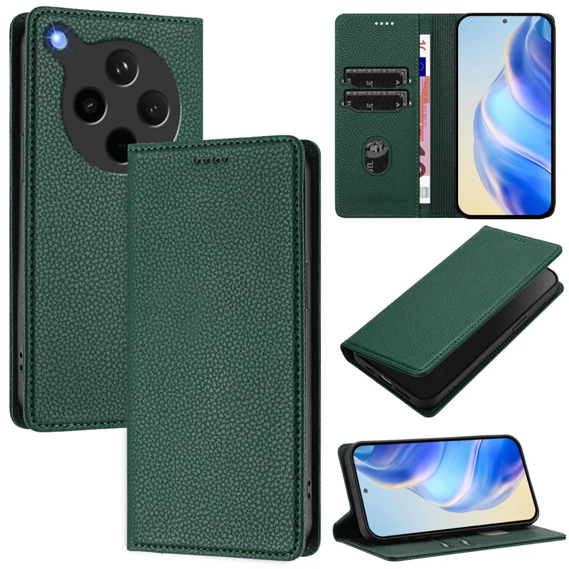 For Oppo Find X8s+ 5G Wallet Case RFID Blocking Litchi Texture Leather Mobile Cover - Mint Green-Cellmalls