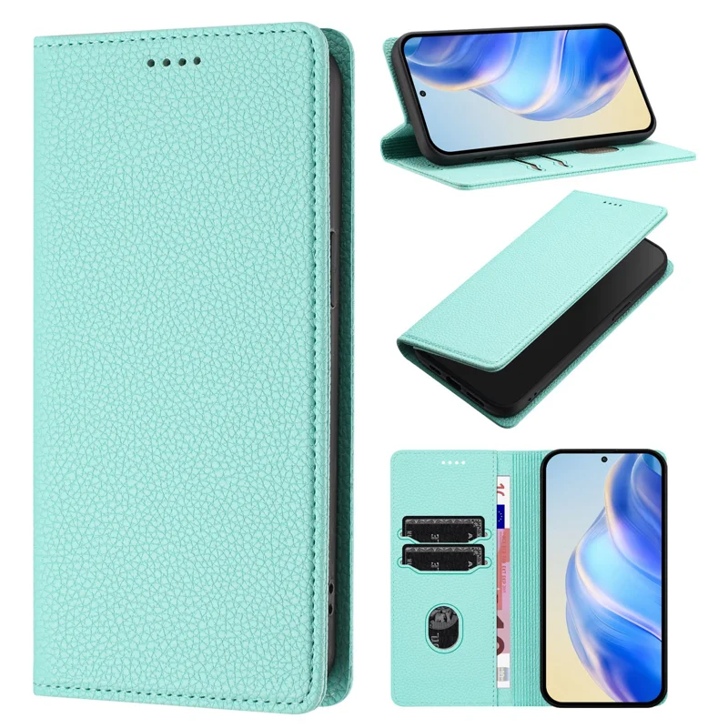 For Oppo Find X8s 5G Wallet Case RFID Blocking Litchi Texture Leather Mobile Cover - Mint Green-Cellmalls