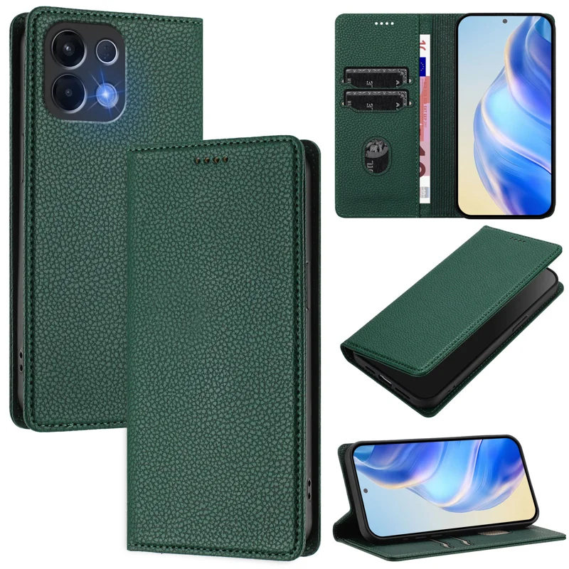 For Oppo K13 5G Wallet Case RFID Blocking Litchi Texture Leather Mobile Cover - Mint Green-Cellmalls