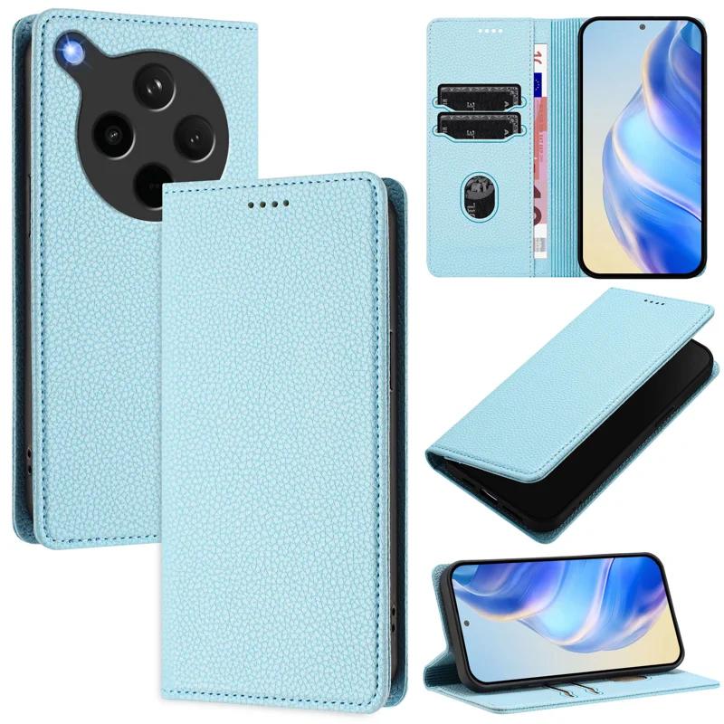 For Oppo Find X8s+ 5G Wallet Case RFID Blocking Litchi Texture Leather Mobile Cover - Mint Green-Cellmalls