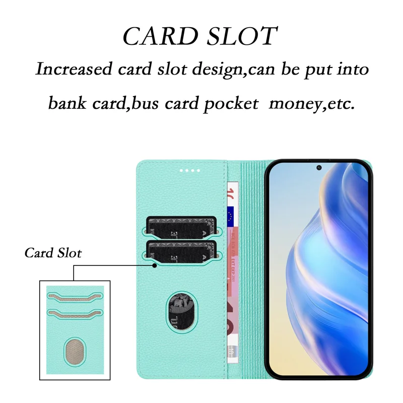 For Oppo K13 5G Wallet Case RFID Blocking Litchi Texture Leather Mobile Cover - Mint Green-Cellmalls