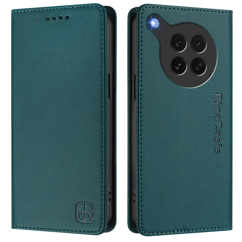 For Oppo Find X8s 5G Leather Case RINACASIS RC01 Phone Cover with RFID Blocking Wallet Stand - Mint Green-Cellmalls