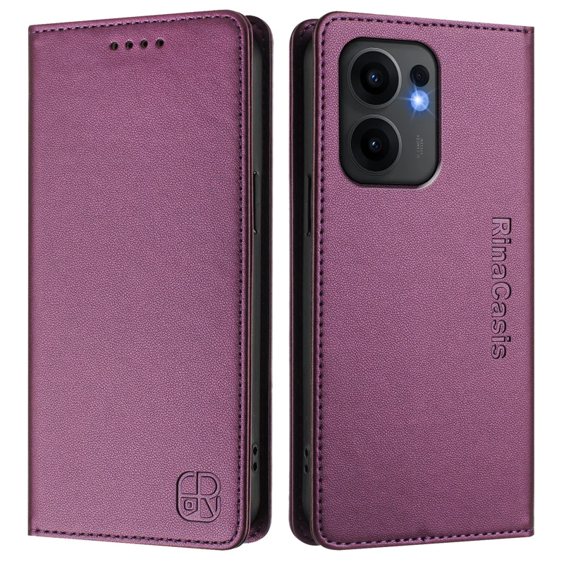 For Oppo Reno13 F 5G Leather Case RINACASIS RC01 Phone Cover with RFID Blocking Wallet Stand - Mint Green-Cellmalls