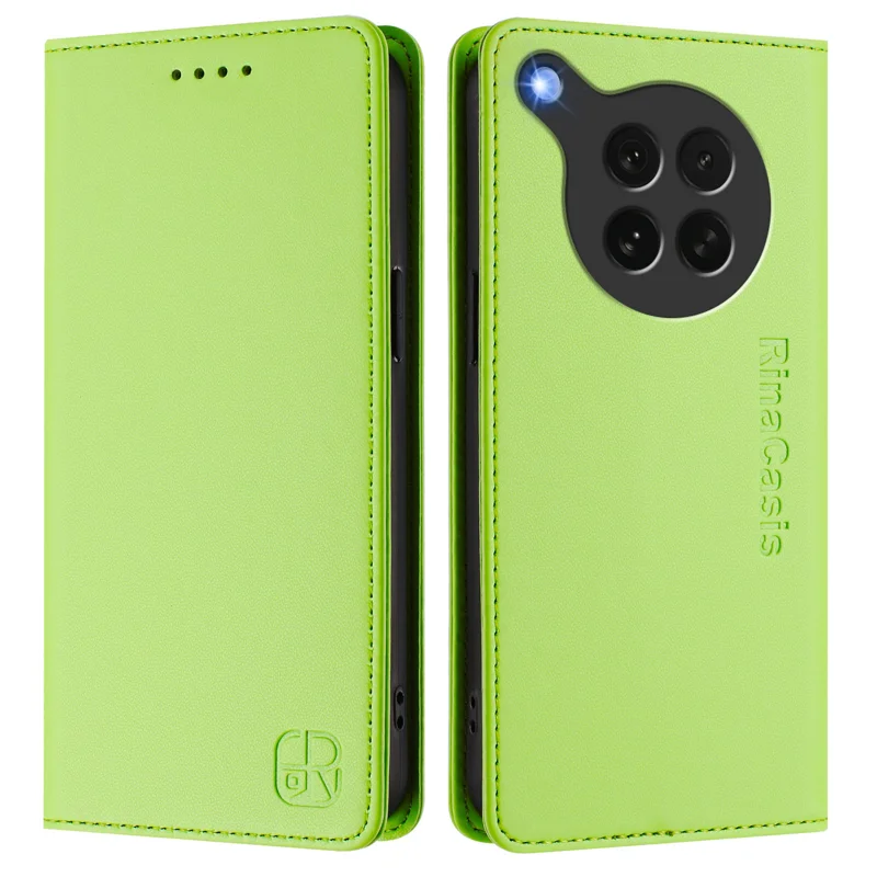 For Oppo Find X8s 5G Leather Case RINACASIS RC01 Phone Cover with RFID Blocking Wallet Stand - Mint Green-Cellmalls