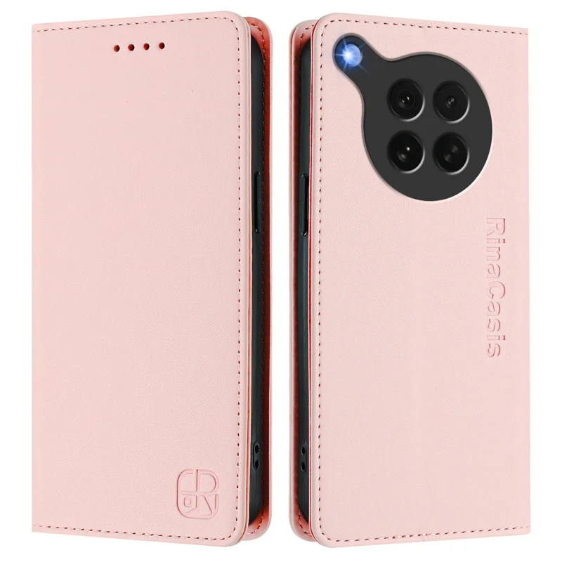 For Oppo Find X8s 5G Leather Case RINACASIS RC01 Phone Cover with RFID Blocking Wallet Stand - Mint Green-Cellmalls