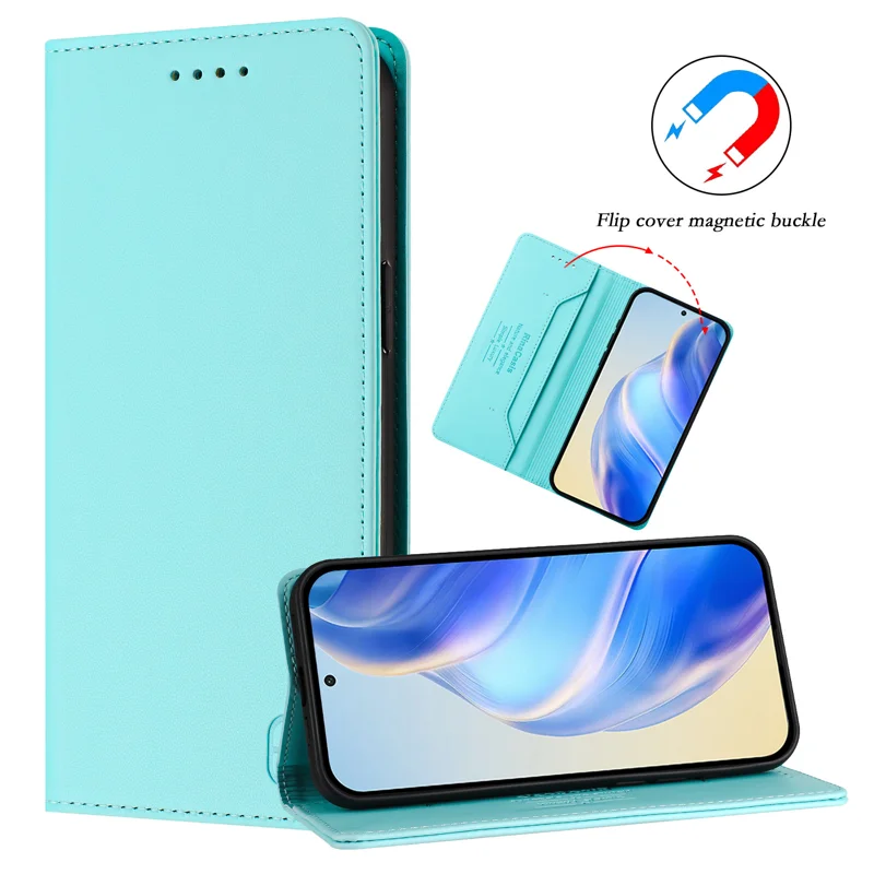 For Oppo K13 5G Leather Case RINACASIS RC01 Phone Cover with RFID Blocking Wallet Stand - Mint Green-Cellmalls