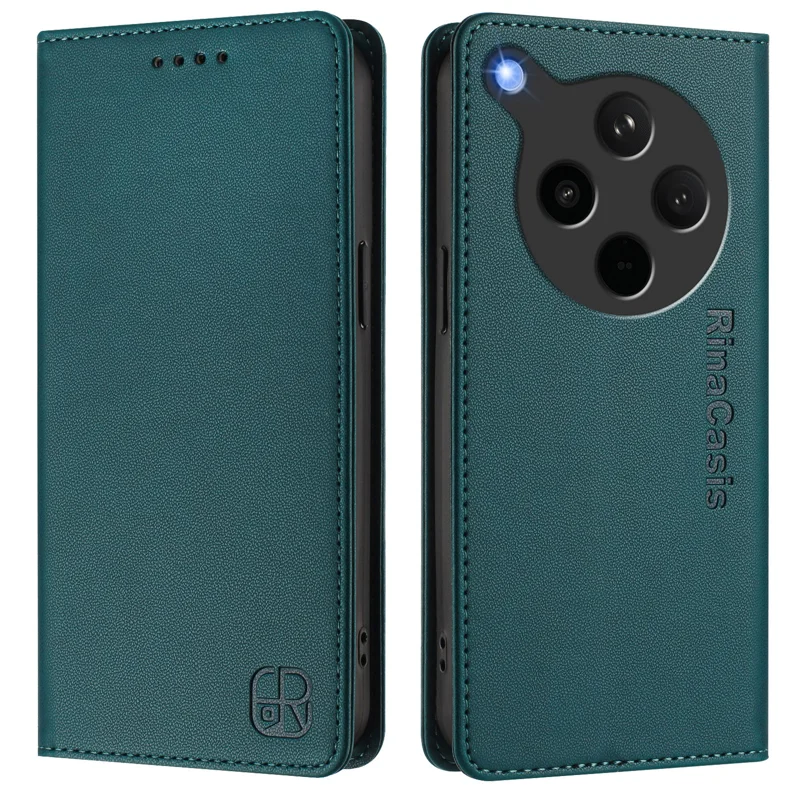 For Oppo Find X8s+ 5G Leather Case RINACASIS RC01 Phone Cover with RFID Blocking Wallet Stand - Mint Green-Cellmalls