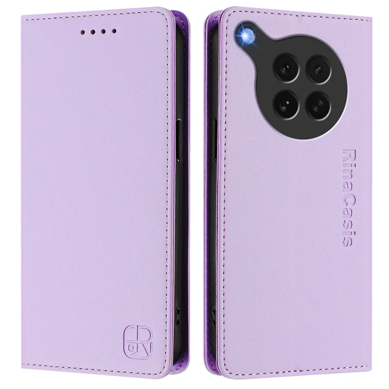For Oppo Find X8s 5G Leather Case RINACASIS RC01 Phone Cover with RFID Blocking Wallet Stand - Mint Green-Cellmalls