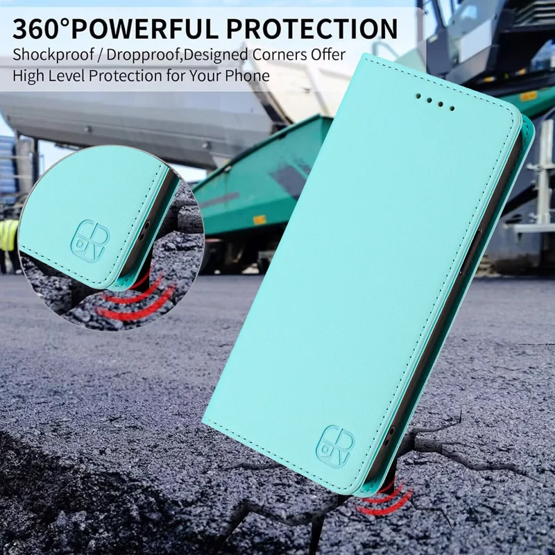 For Oppo Find X8s 5G Leather Case RINACASIS RC01 Phone Cover with RFID Blocking Wallet Stand - Mint Green-Cellmalls