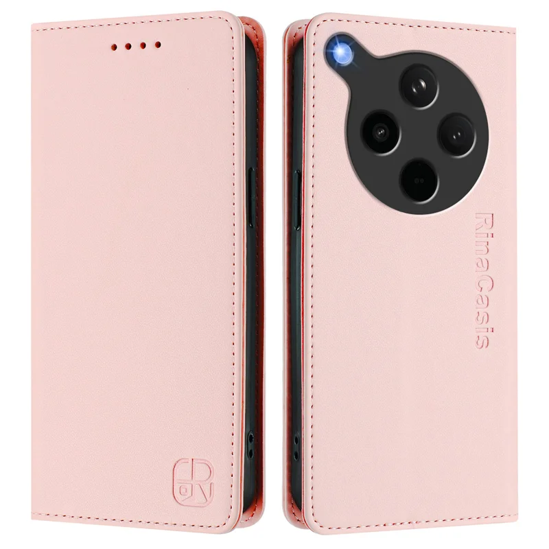 For Oppo Find X8s+ 5G Leather Case RINACASIS RC01 Phone Cover with RFID Blocking Wallet Stand - Mint Green-Cellmalls