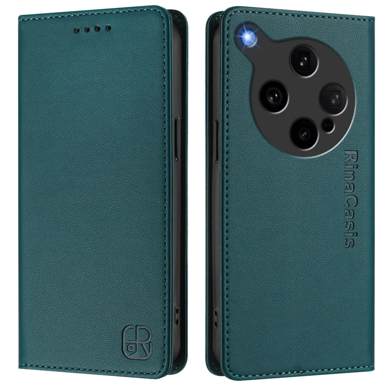 For Oppo Find X8 Ultra 5G Leather Case RINACASIS RC01 Phone Cover with RFID Blocking Wallet Stand - Mint Green-Cellmalls