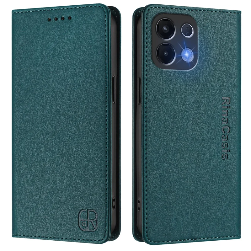 For Oppo K13 5G Leather Case RINACASIS RC01 Phone Cover with RFID Blocking Wallet Stand - Mint Green-Cellmalls