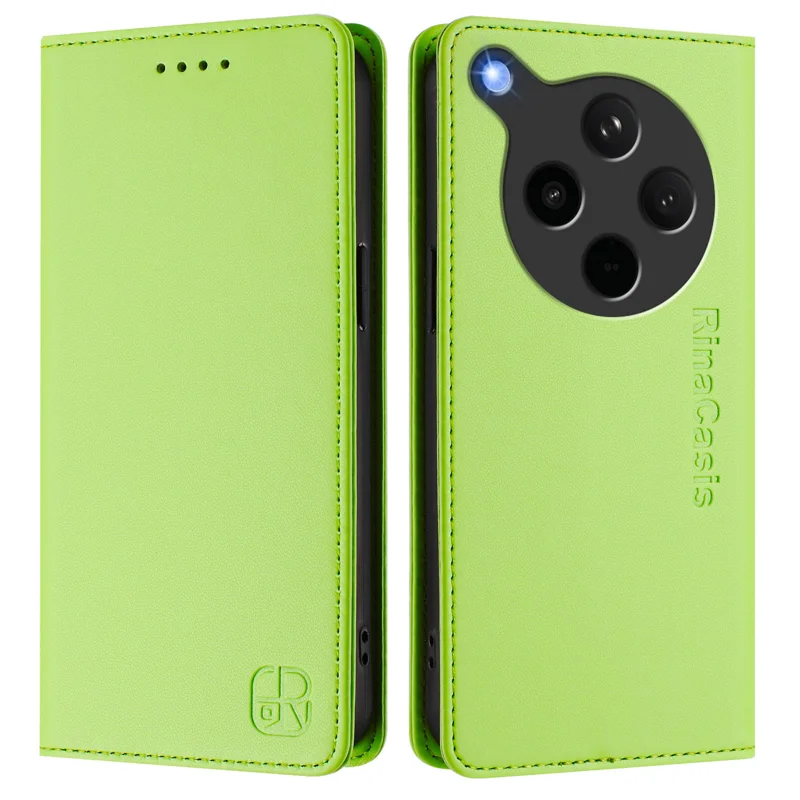 For Oppo Find X8s+ 5G Leather Case RINACASIS RC01 Phone Cover with RFID Blocking Wallet Stand - Mint Green-Cellmalls