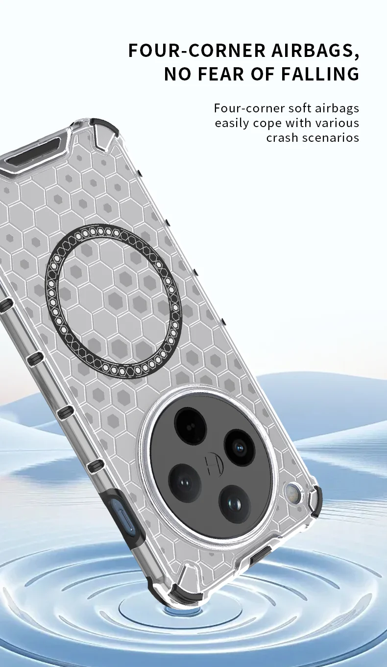 For Oppo Find X8 5G Case Compatible with MagSafe Honeycomb Design TPU+PC Phone Cover - Grey-Cellmalls