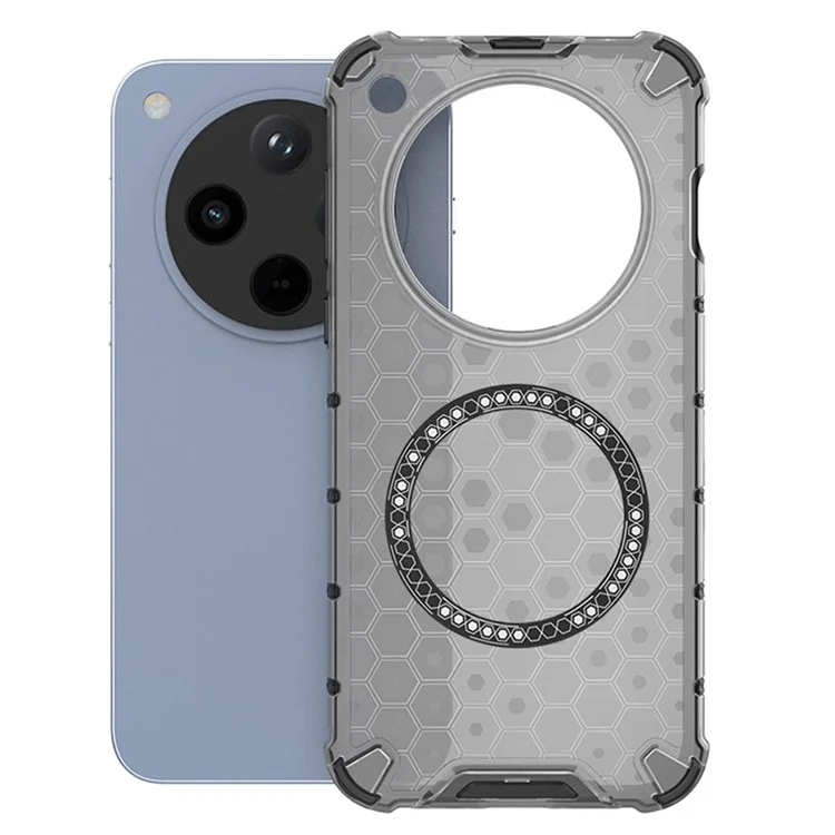 For Oppo Find X8 5G Case Compatible with MagSafe Honeycomb Design TPU+PC Phone Cover - Grey-Cellmalls