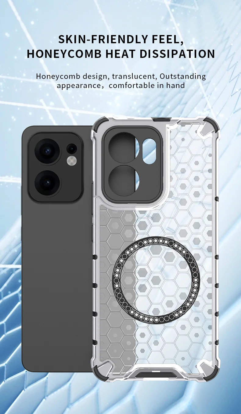 For Oppo Reno13 F 5G Case Compatible with MagSafe Honeycomb Design TPU + PC Phone Cover - Grey-Cellmalls