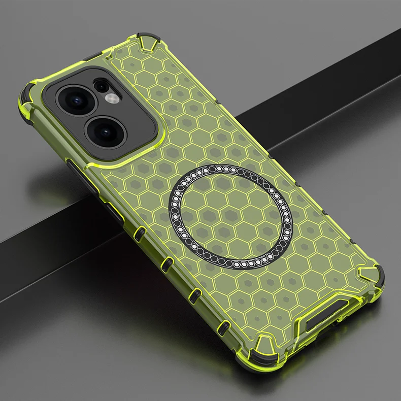 For Oppo Reno13 F 5G Case Compatible with MagSafe Honeycomb Design TPU + PC Phone Cover - Grey-Cellmalls