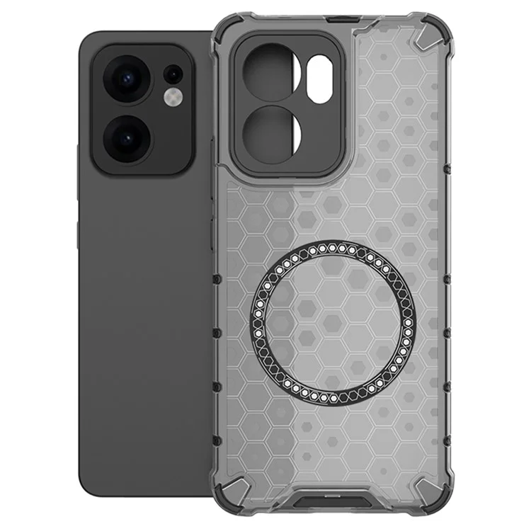 For Oppo Reno13 F 5G Case Compatible with MagSafe Honeycomb Design TPU + PC Phone Cover - Grey-Cellmalls