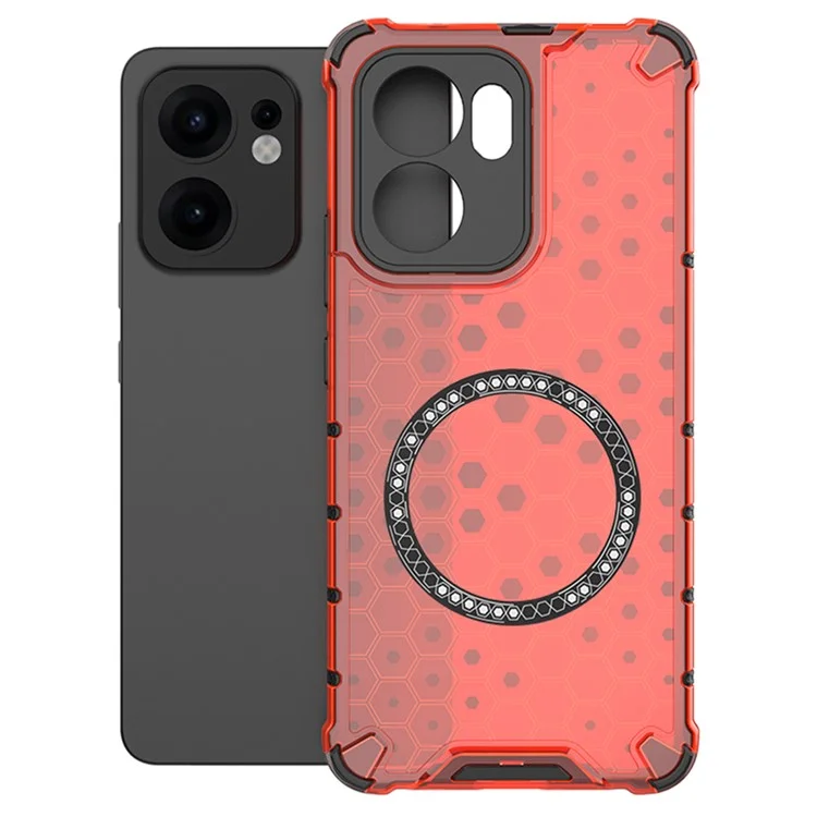 For Oppo Reno13 F 5G Case Compatible with MagSafe Honeycomb Design TPU + PC Phone Cover - Grey-Cellmalls