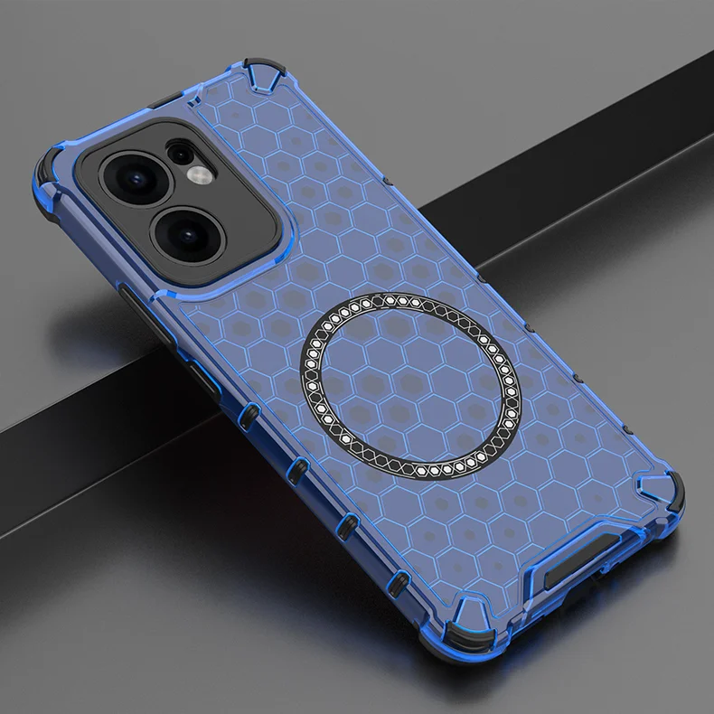 For Oppo Reno13 F 5G Case Compatible with MagSafe Honeycomb Design TPU + PC Phone Cover - Grey-Cellmalls