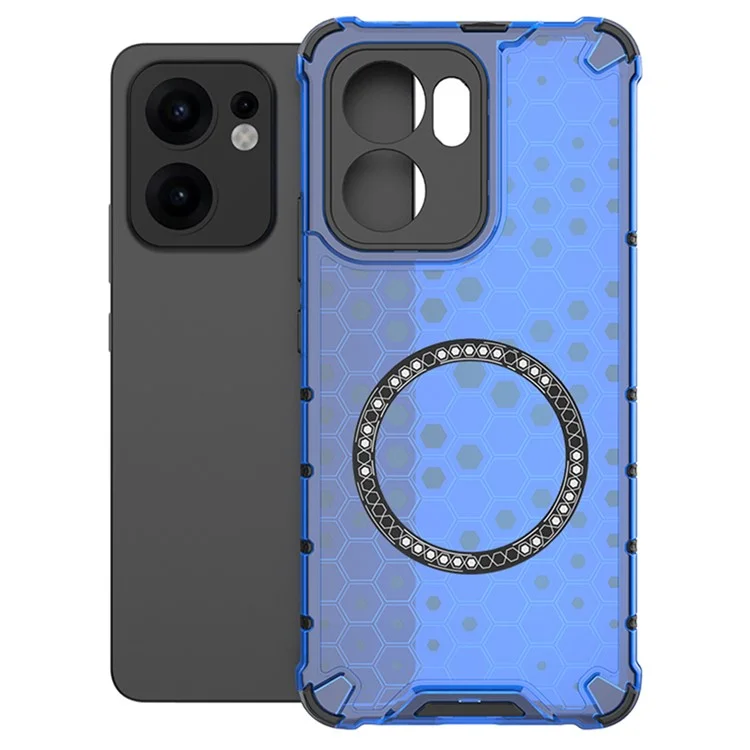 For Oppo Reno13 F 5G Case Compatible with MagSafe Honeycomb Design TPU + PC Phone Cover - Grey-Cellmalls