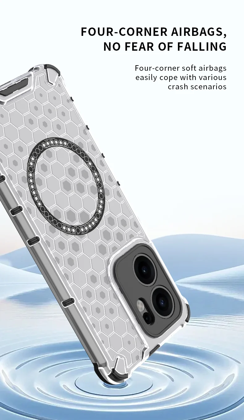 For Oppo Reno13 F 5G Case Compatible with MagSafe Honeycomb Design TPU + PC Phone Cover - Grey-Cellmalls