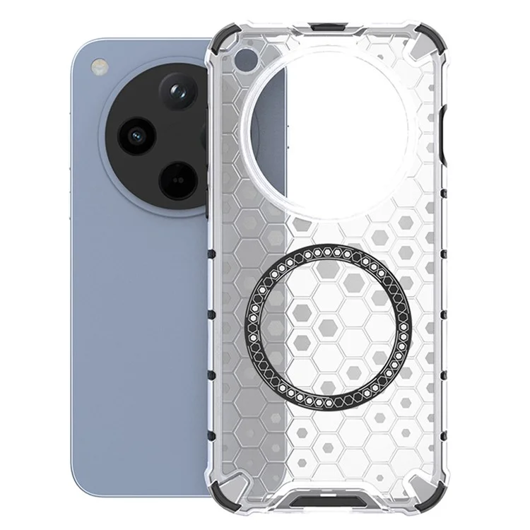 For Oppo Find X8 5G Case Compatible with MagSafe Honeycomb Design TPU+PC Phone Cover - Grey-Cellmalls