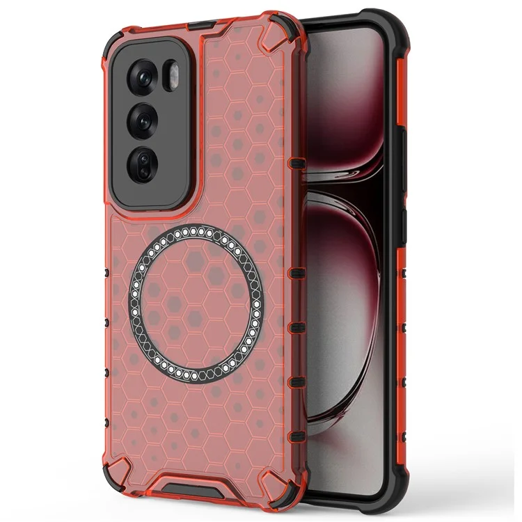 For Oppo Reno12 Pro 5G (Global) Magnetic Case Honeycomb Texture Double Layer TPU+PC Phone Cover - Blue-Cellmalls