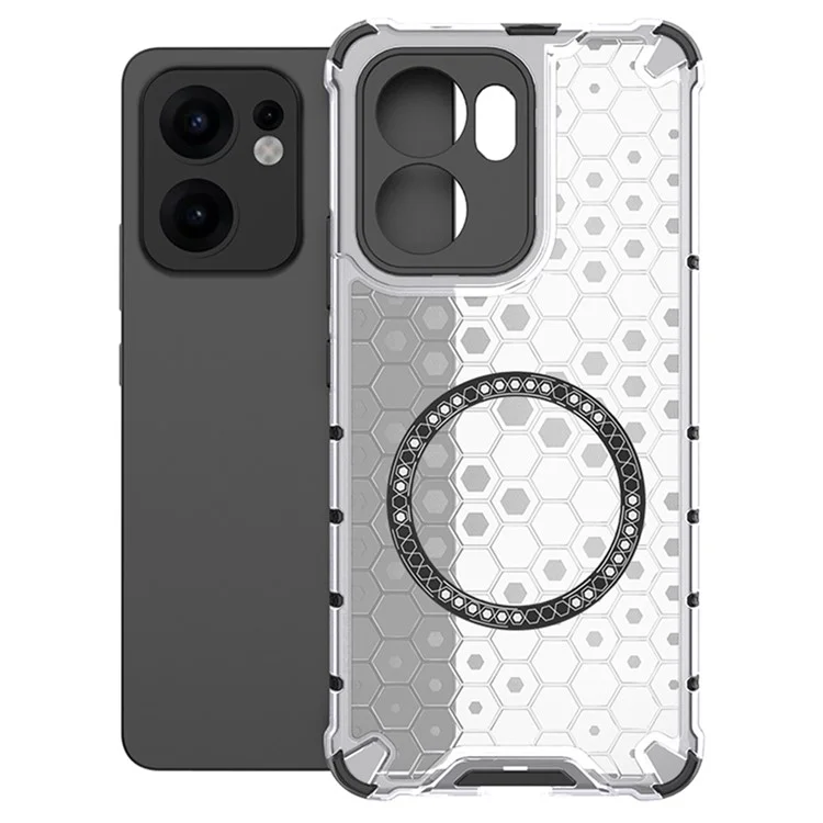For Oppo Reno13 F 5G Case Compatible with MagSafe Honeycomb Design TPU + PC Phone Cover - Grey-Cellmalls