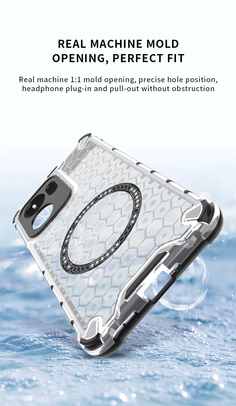 For Oppo Reno13 F 5G Case Compatible with MagSafe Honeycomb Design TPU + PC Phone Cover - Grey-Cellmalls