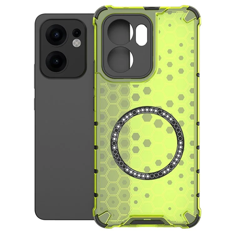 For Oppo Reno13 F 5G Case Compatible with MagSafe Honeycomb Design TPU + PC Phone Cover - Grey-Cellmalls