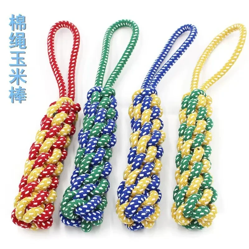Cotton rope toy two-color woven twist stick corn on the cob